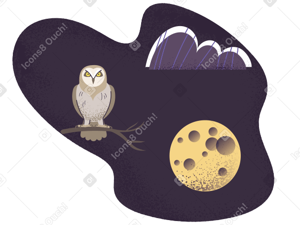 Wild life at night Illustration in PNG, SVG