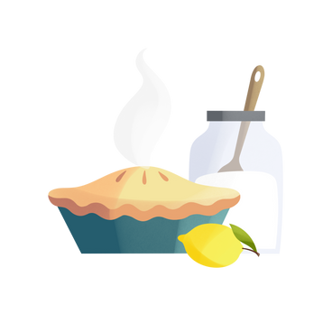 Pie mit zitrone und einem glas zucker PNG, SVG