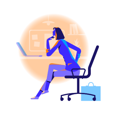 Woman working on laptop in the office PNG, SVG