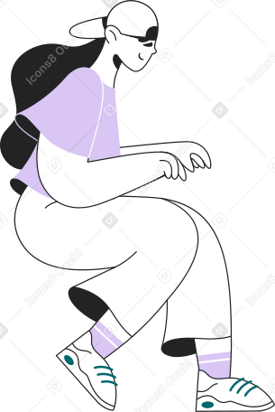 girl in a cap typing something PNG, SVG