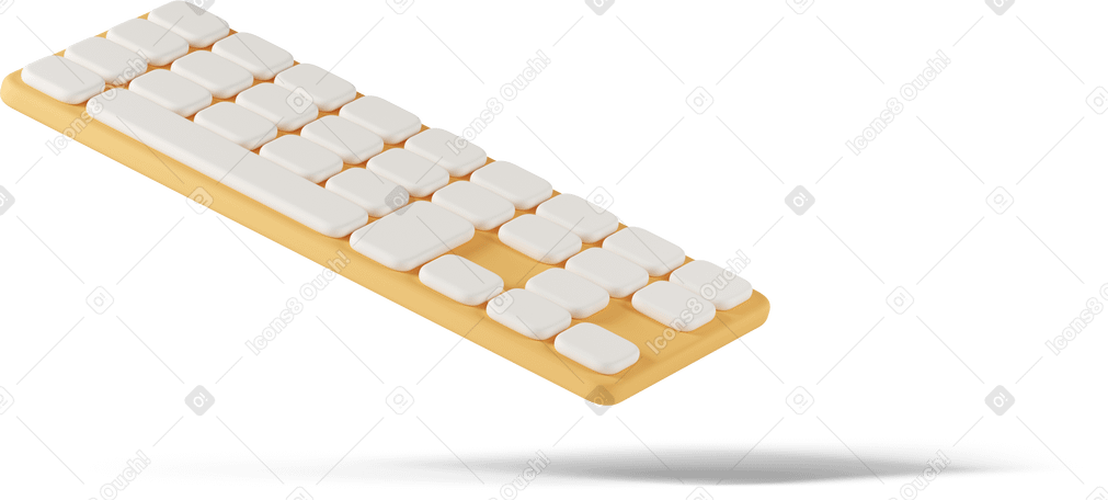3D orange keyboard floating PNG, SVG