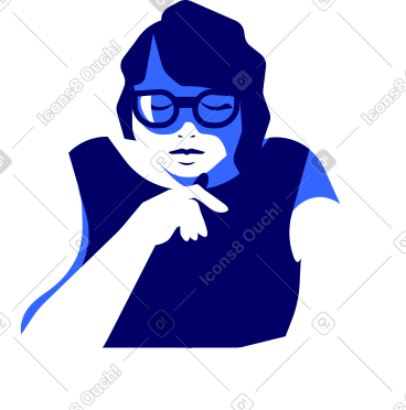 戴眼镜的女孩闭上了眼睛 PNG, SVG