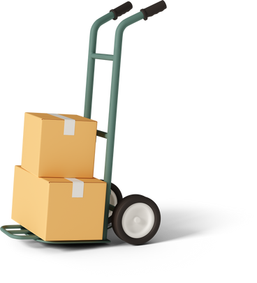 trolley with two cardboard boxes PNG, SVG