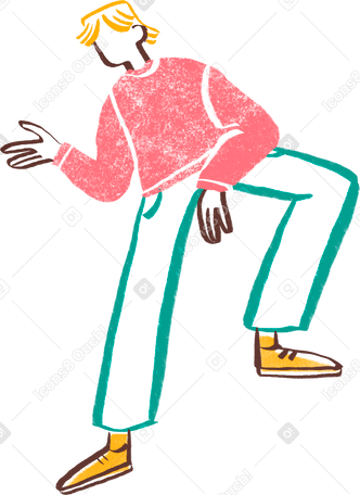 Homme blond parlant avec sa jambe sur quelque chose PNG, SVG