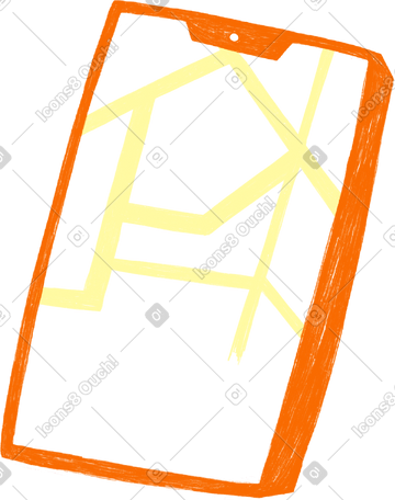 orange phone with a map of the city PNG, SVG