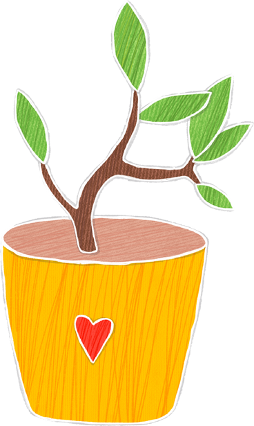 yellow pot with a small plant PNG, SVG