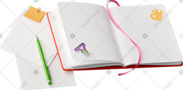 Notebook with stickers pen and notes PNG, SVG