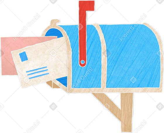 blue mailbox with letters в PNG, SVG