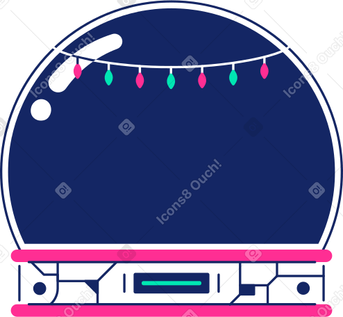 snow globe with garland PNG, SVG