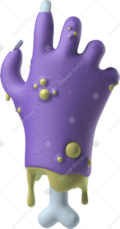 3D Back of a severed purple zombie hand PNG, SVG