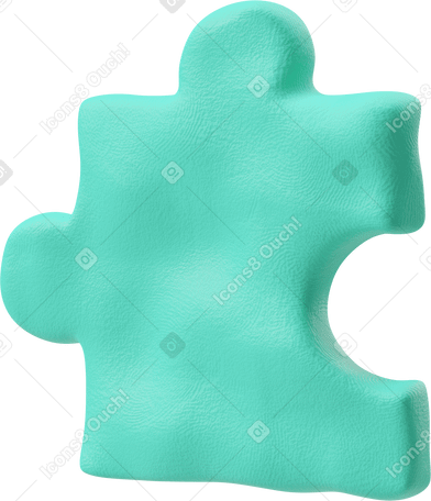 3D Three-quarter view of a green blue puzzle piece PNG, SVG