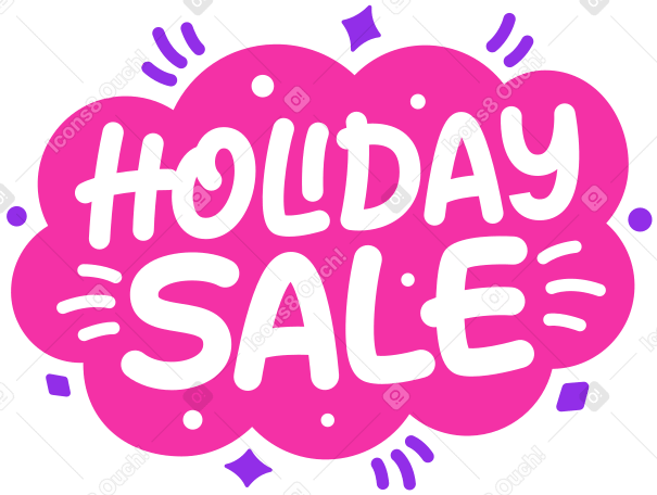 lettering holidays sale in cloud with lines and dots text PNG, SVG