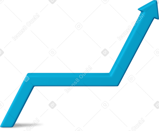 3D blue increase arrow graph Illustration in PNG, SVG