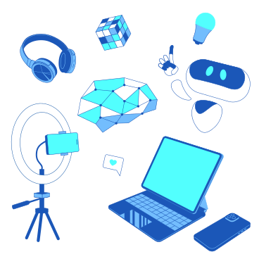 Set of latest technology items  PNG, SVG