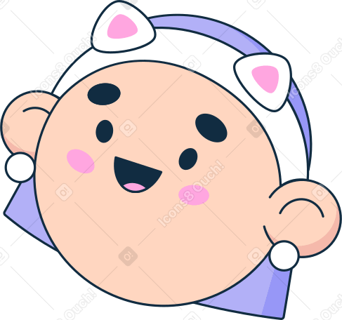 female head with cat ears Illustration in PNG, SVG