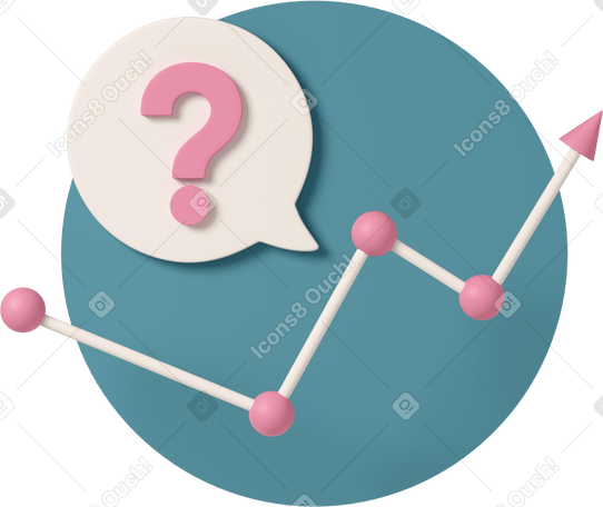 3D line graph with question mark PNG, SVG