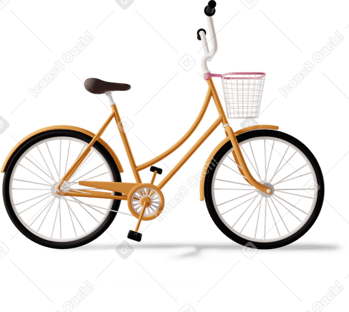 3D side view of a yellow bike Illustration in PNG, SVG