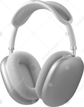 3D white headphones side view Illustration in PNG, SVG
