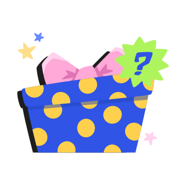 Gift box with bow and question mark PNG, SVG