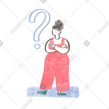 站立在问号附近的弯曲的妇女 PNG, SVG