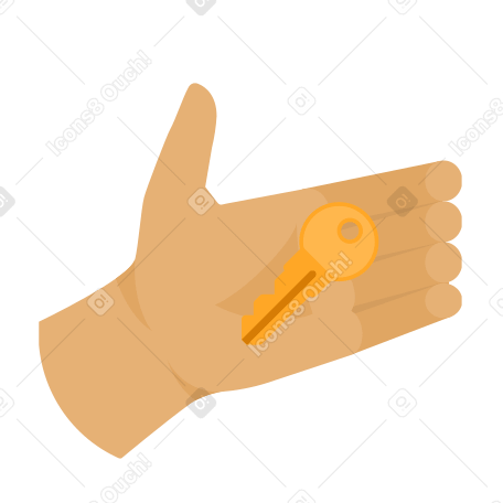 Hand holding a golden key PNG, SVG
