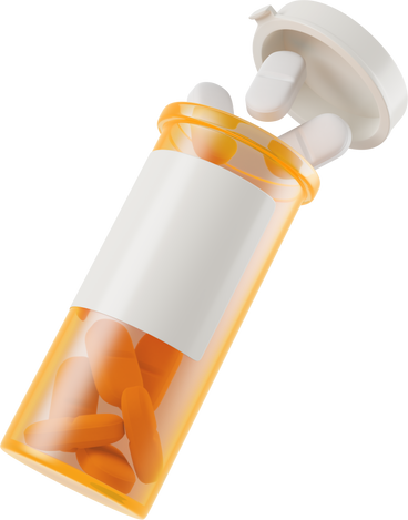 opened yellow bottle of pills PNG, SVG