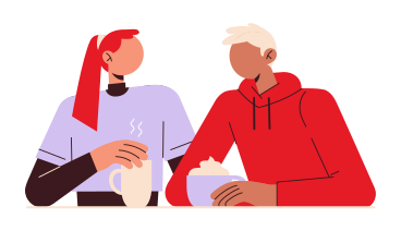 Woman and a man drink coffee PNG, SVG