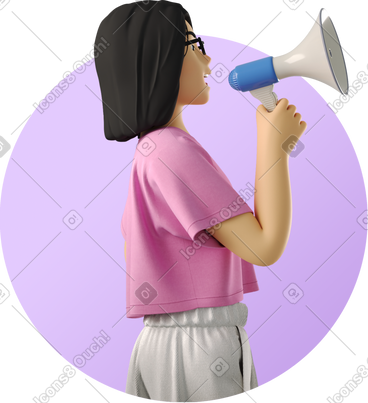 Woman speaking into a megaphone PNG, SVG