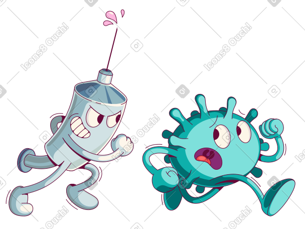 Virus running from a syringe with vaccine PNG, SVG