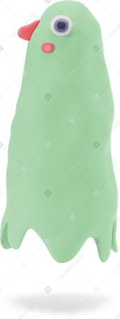 3D 浅绿色的万圣节幽灵 PNG, SVG