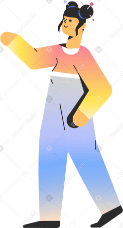 girl with bun bob hair Illustration in PNG, SVG