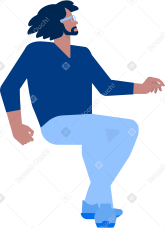man in glasses sitting PNG, SVG