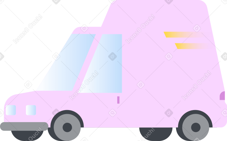 lilac delivery car Illustration in PNG, SVG