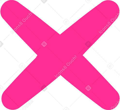 Розовый крест х в PNG, SVG