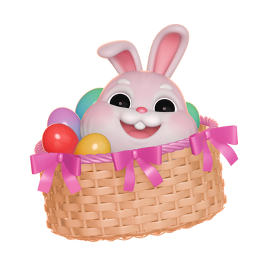 Easter bunny in a basket PNG, SVG