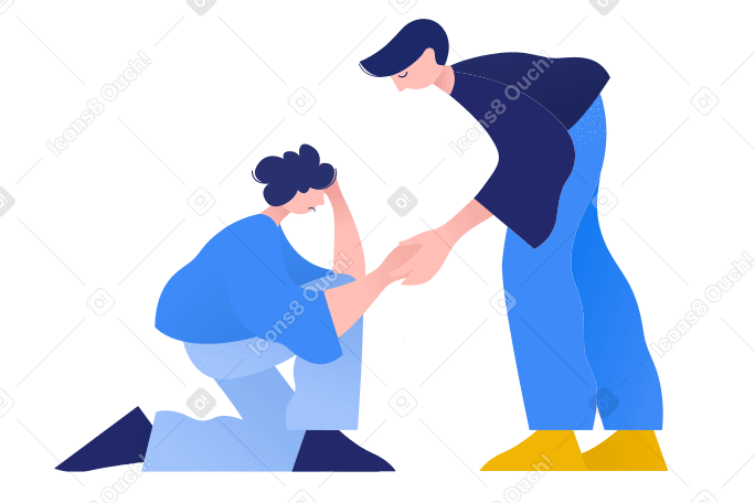 Man helping friend to stand up PNG, SVG