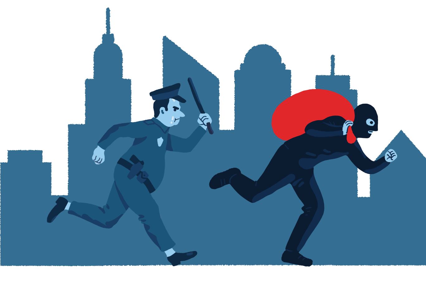 Chasing the thief Illustration in PNG, SVG