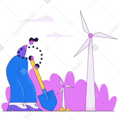 Windmill planting Illustration in PNG, SVG