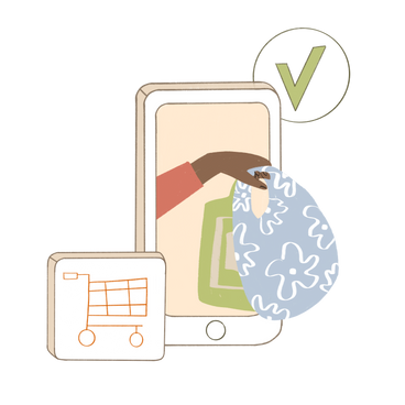 Online shopping with mobile phone PNG, SVG