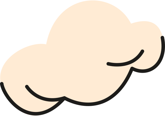 beige cloud with black outline below Illustration in PNG, SVG