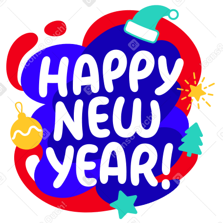 Happy New Year lettering PNG, SVG