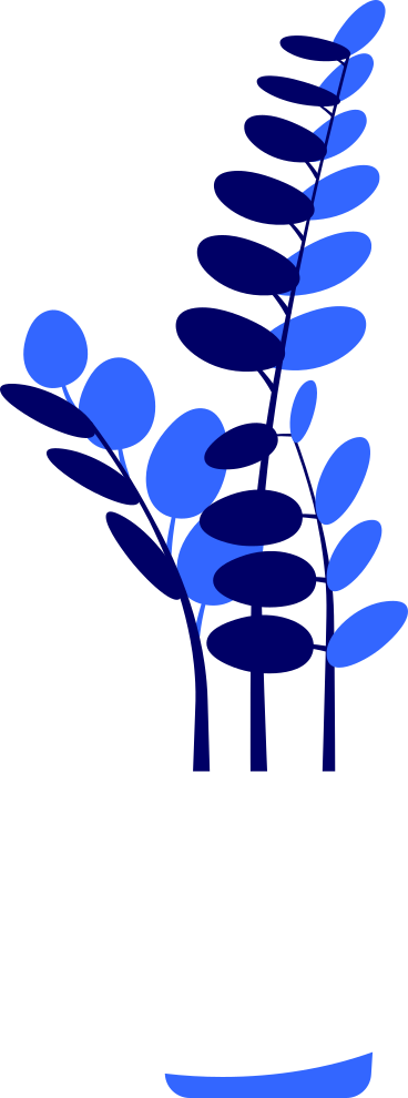 Blaue pflanzen in weißer vase PNG, SVG