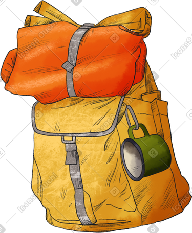 yellow large travel backpack PNG, SVG