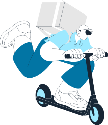 delivery guy rides a scooter PNG, SVG
