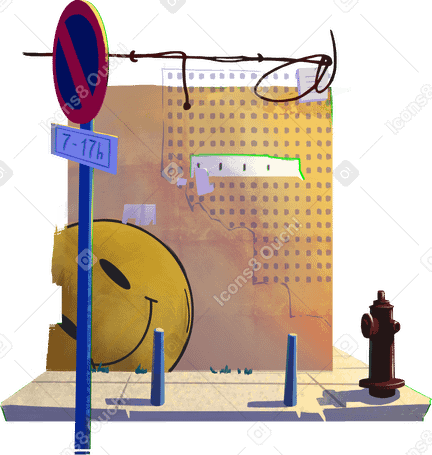 street wall with graffiti PNG, SVG