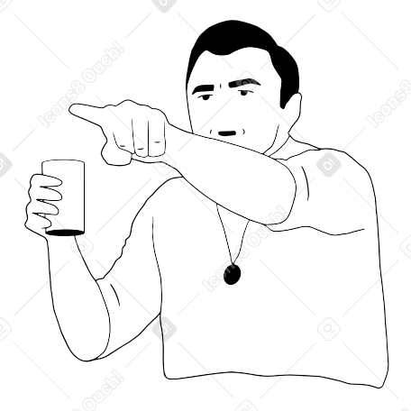Man with glass pointing at something PNG, SVG