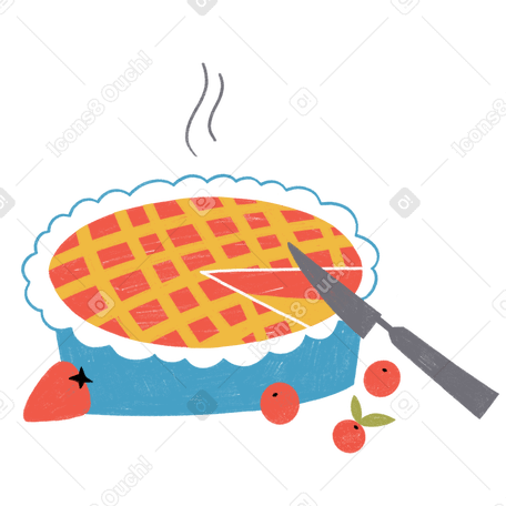 Ягодный пирог с клубникой и клюквой в PNG, SVG