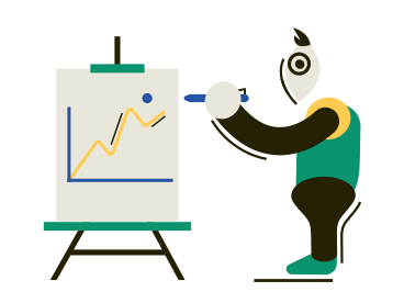 Man drawing an analytical graph on board PNG, SVG