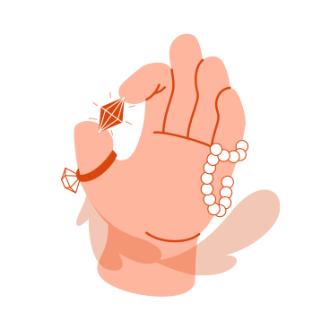 Hand with jewelry and accessories PNG, SVG