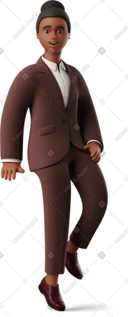 3D side view of sitting black businesswoman PNG, SVG